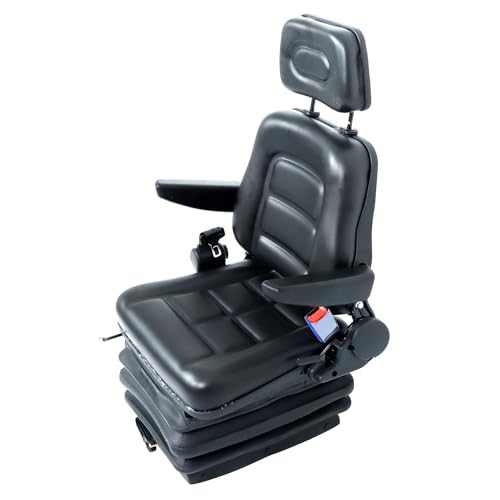 Suspension Seat Adjustable Backrest Headrest Armrest Replacement for Tractor Forklift Excavator Skid Loader