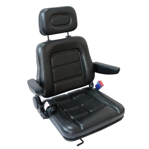 GXARTS Universal Forklift Excavator Tractor Seat with Adjustable Angle Back Micro Switch and Slide Compatible with Tractor Excavator Skid Loader Backhoe Dozer Telehandler Equipment Construction