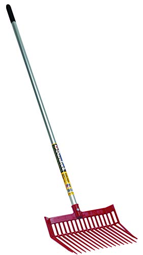 Little Giant® DuraFork Pitch Fork | Durable Polycarbonate Stable Fork with Angled Tines | Manure Fork | Aluminum Handle | Red