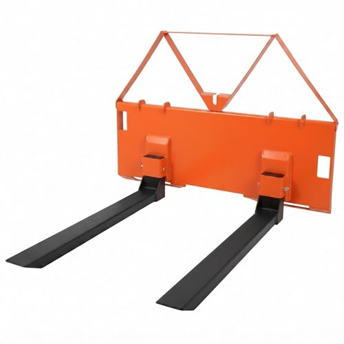 46" Heavy Duty Tractor Pallet Fork Attachment, 3,200 Lb Capacity Quick Attach Forks with 2" Receiver Hitch, Steel Loader Forks for Skid Steer and Tractor, Farm Warehouse Material Handling