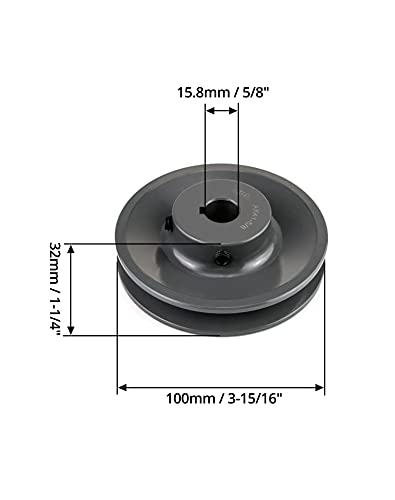 QWORK Single Groove Web Sheaves, 3.95" OD 5/8" Bore V-Belt Sheave for V-Belt, AK4158