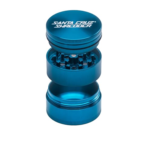 Santa Cruz Shredder Metal Spice Grinder Knurled Top for Stronger Grip 3-Piece Medium 2.2" (Teal) - color: Teal