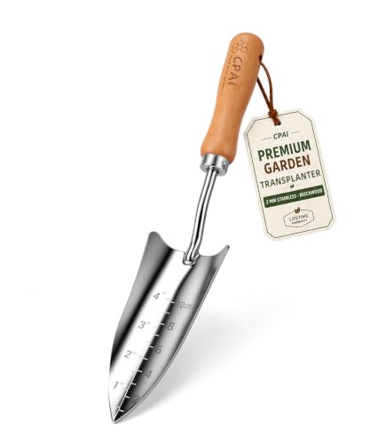 Heavy Duty Transplant Trowel with Inch and Centimeter Depth Markings