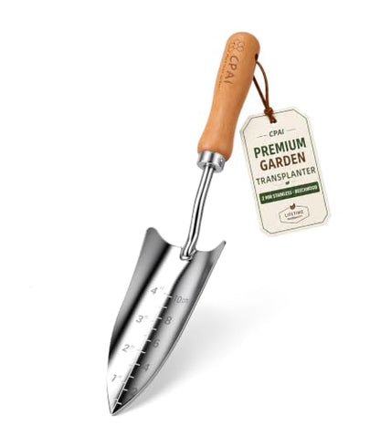 Heavy Duty Transplant Trowel with Inch and Centimeter Depth Markings