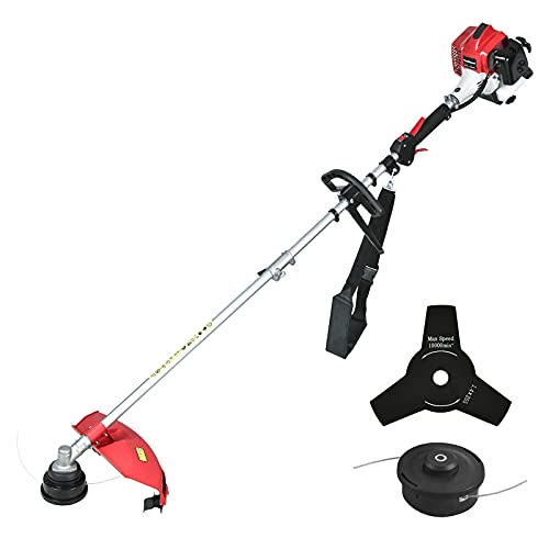 PowerSmart 25.4cc Gas Weed Wacker, 2-in-1 String Trimmer/Edger 16-Inch with 10-Inch Brush Cutter for Grass Cutting, 2025 Version