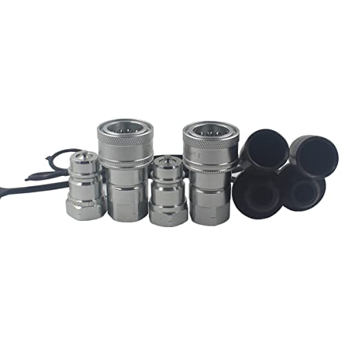 2 Sets 1/2'' NPT Ag Poppet Valve Tractor Hydraulic Quick Connect Coupling Quick Coupler ISO7241-A/ISO5675 W/Dust Caps Replace 6600 Series - size: 1/2'' Ag 2 Sets Black Dust Cap