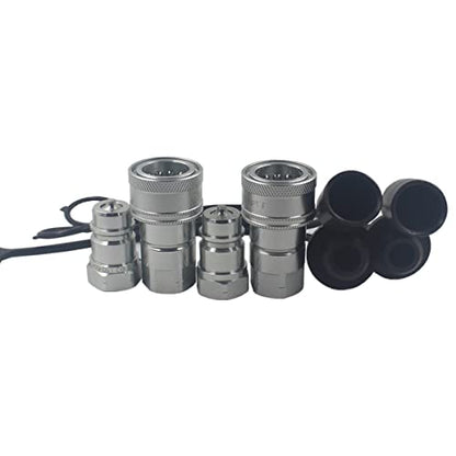 2 Sets 1/2'' NPT Ag Poppet Valve Tractor Hydraulic Quick Connect Coupling Quick Coupler ISO7241-A/ISO5675 W/Dust Caps Replace 6600 Series - size: 1/2'' Ag 2 Sets Black Dust Cap