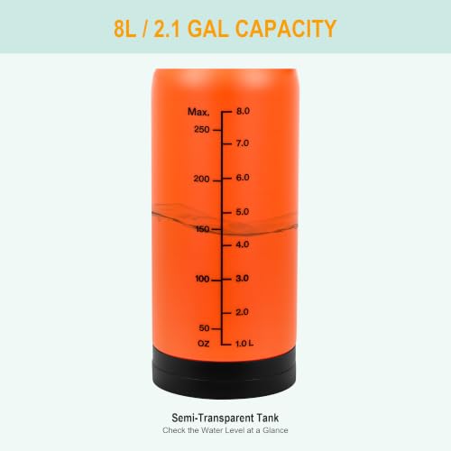 8L/2.1-Gal Portable Shower for Beach & Camping, 10 Spray Patterns - color: Orange-8L