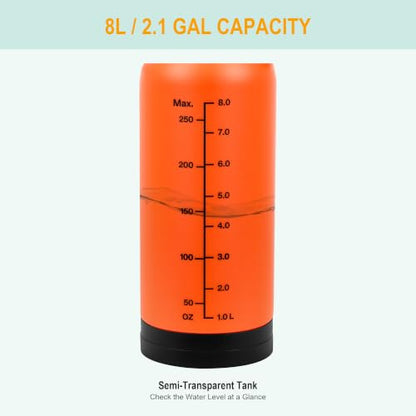 8L/2.1-Gal Portable Shower for Beach & Camping, 10 Spray Patterns - color: Orange-8L