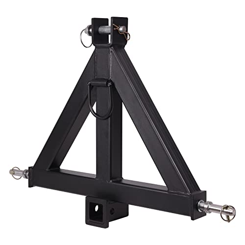 3 Point 2" Receiver Trailer Hitch Category 1 Tractor Tow Drawbar Adapter with Holder, Compatible with John Deere Bobcat Skid Steer