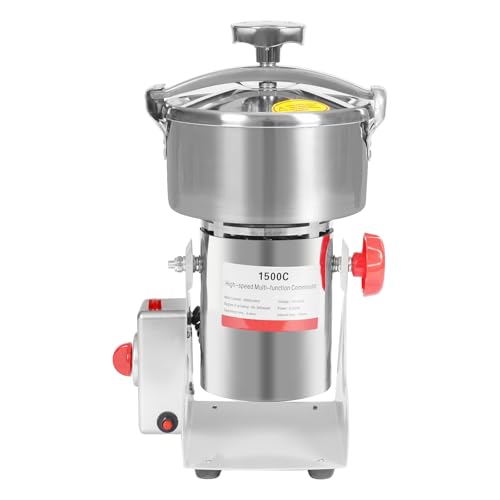 Grain Mill Grinder 1500g High Speed Electric Stainless Steel Grinder Cereals Corn Flour Pulverizer Powder Machine for Dry Spice Herbs Grains Coffee Rice Pepper (3.31lbs/1500g) - size: 3.31lbs/1500g