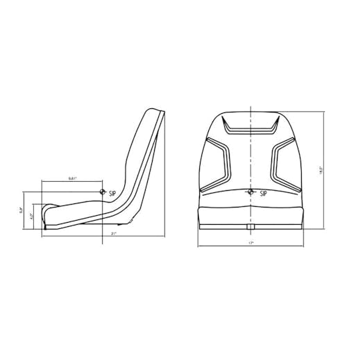 Black Vinyl Seat Fits Kubota, John Deere, Massey Ferguson, Yanmar B20