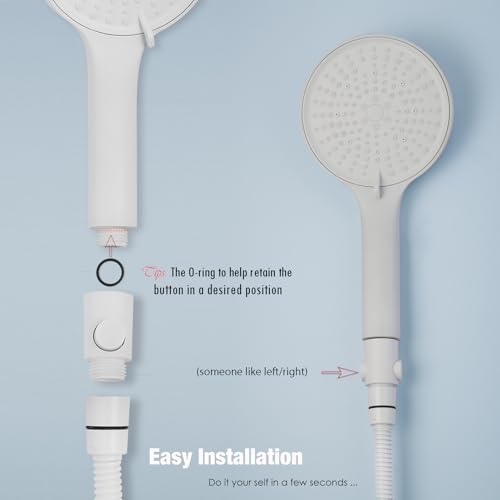 2 Pack Handle held Showerhead Shut Off Valve - Large Button - One Hand Flow Control - Water Saver flow restrictor -RV, Camper accessories. (Matte White) - color: Matte White
