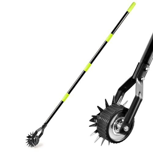 Wheel Rotary Lawn Edger - Manual Grass Edger with Long Handle (66.9 Inch), Adjustable for Landscaping, Garden, Yard