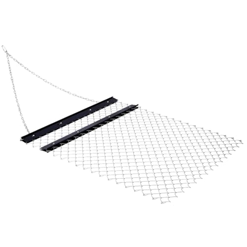 ATV Drag Harrow 4' x 5' Chain Harrow, Q235 Heavy Duty Steel Seed Harrow with Weight Tray, UTV Tractor Attachment for Landscape Leveling, Sod Prepping, Gravel Driveway, Yard, Farm & Garden(4'*5')
