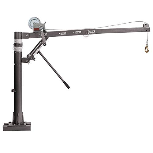 Stark USA 1/2 Ton Hydraulic Cable Winch Tow Pickup Truck Telescopic Crane Lift Hoist Load Crane Extension Swivel Base Mount (1100 LBS) Capacity