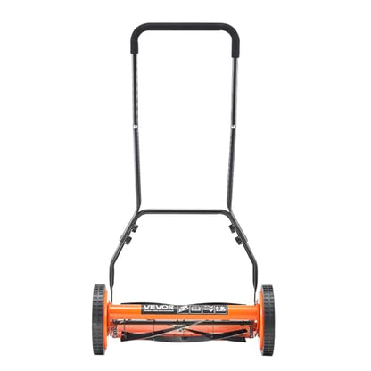 VEVOR Push Reel Lawn Mower 18 inch, 5 Blades Manual Push Mower No Motor, 1.37-2.44 in Adjustable Cutting Height, Walk-Behind Lawn Mowers with Grass Catcher Bag for Green Lawns, Driveways, Courtyards - size: 18 inch