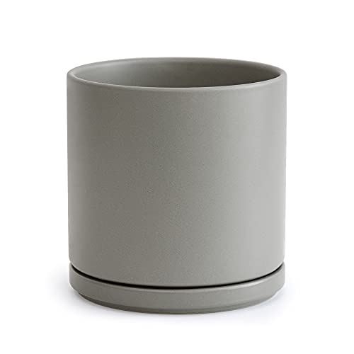 D'vine Dev 8 Inch Ceramic Planter Pot, Grey, 94-O-D-3 - color: Gray, size: Medium