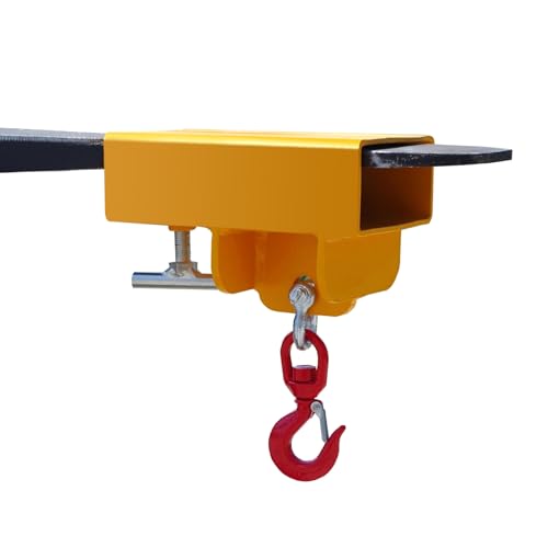 Heavy Duty Forklift Lifting Hook with 2" Receiver Hitch, Dual Fork Mounted Lifting & Towing Attachment, 2.2 Ton Max Capacity for Forklift Tractor Industrial Use