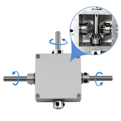 90 Degree Right Angle Bevel Gearbox 1:1 Forward Reverse Double Output Shaft - size: 6mm 2 Forward Reverse Output