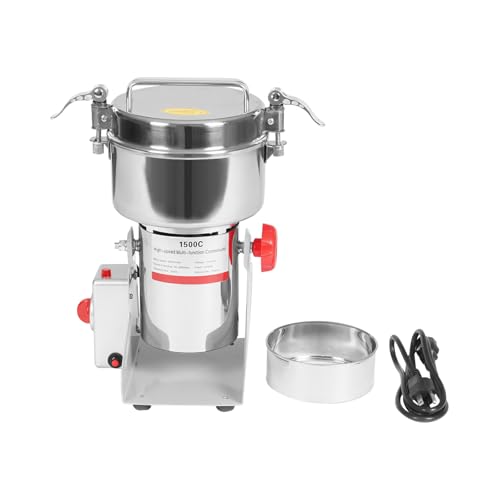 Electric Grain Mill Grinder, 1500g/3.31lbs High-speed 30000r/min Food Grinder, 110V 4100W Countertop Grain Mill for Dry Spice Herbs Grains Coffee Rice Pepper (1500g) - size: 1500g