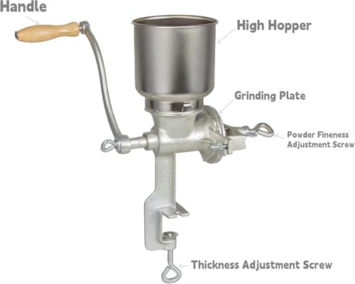 Heavy Duty Cast Iron Grain Mill – 7.5lb Hand Crank Manual Grinder with Table Clamp, Perfect for Home Brewing, Corn, Wheat & Oats