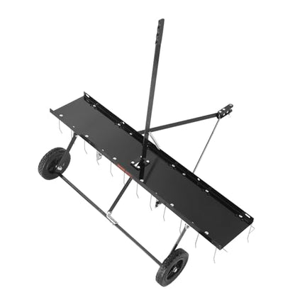 VEVOR Tow Behind Dethatcher, 48-inch Tow Dethatcher with 24 Spring Steel Tines, Lawn Dethatcher Rake for ATV or Mower, Tow Behind Lawn Rake with Lift Handle for Garden Farm Grass - style: 48" ATV Rake