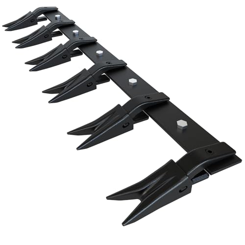 46" Bucket Tooth Bar for Tractor Loader 6 Shank Clamp On, Black - color: Black