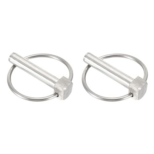 2Pcs Lynch Pin with Ring (3/8" x 2") - Heavy Duty Linch Pins Shaft Locking Pin Clips Stainless Steel, for Farm Tractor Trucks Lawn Mowers Trailers Trolley, Silver - size: 3/8" x 2"