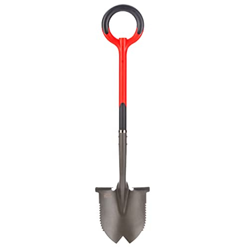 Root Slayer 22211 Round Head Digging Shovel for Landscaping, Red - style: Round Head XL