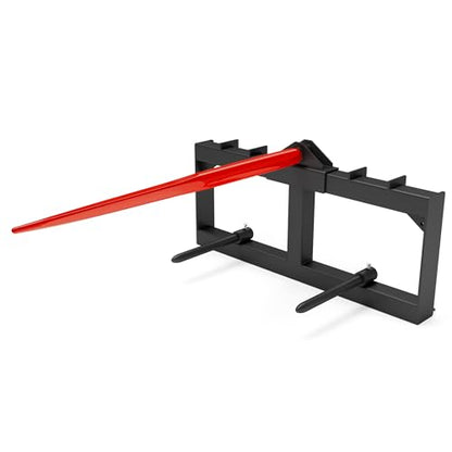 49" Hay Spear Attachment, 3000lbs Capacity Quick Attach Bale Spear Attachment with 1pc 49" Hay Spear & 2pcs 17" Black Stabilizer Spears for Tractors & Skid Steer Loader