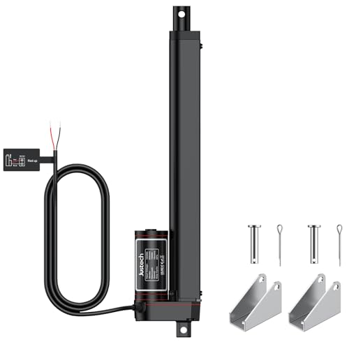 Justech 330LBS/1500N-10inch/250mm 12V Linear Actuator with Bracket, Black - size: 1500N-250mm