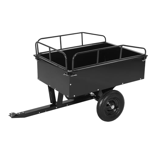 Garvee 750LB Heavy Duty Garden Dump Cart, 15 Cu ft Garden Trailer Steel Garden Cart with Removable Sides, Utility Wagon Tow Behind ATV UTV Lawn Mower Tractor, Foot Pedal Quick Dump