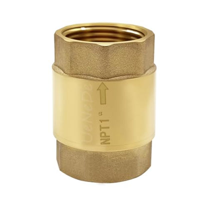 Uenede Brass 1 Inch NPT In-line Spring Check Valve, 1PCS - size: 1"NPT