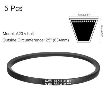 uxcell 5Pcs A23 Classic Wrapped Rubber V-Belt, 25" Outside Circumference x 0.51" Width x 0.32" Height, A-Section Rubber Drive Belt - size: A23