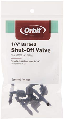 Orbit 4-Pack (20 Total Fittings) 1/4 Inch Barbed Drip Irrigation Tubing Shut-Off Valve - 5 Pack……