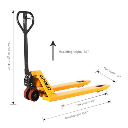 APOLLOLIFT Pallet Jack Trucks 27" W x 48" L Fork, 5500Lb with Extra Stopper - size: 5500lbs-48"x27"+Stopper