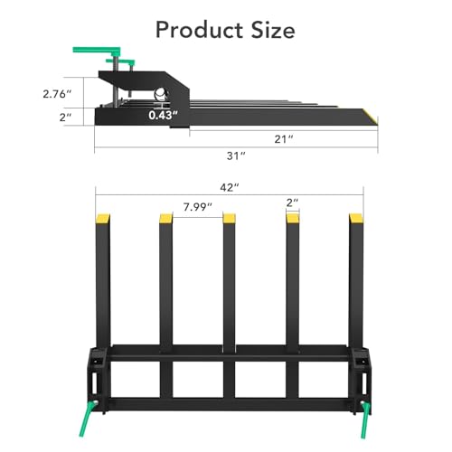 Heavy Duty Clamp-on Debris Forks for 48" Bucket, 2500 Lbs Capacity