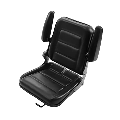 Universal Fold Down Forklift Seat, Tractor Seat with Adjustable Angle Back Armrest Lawn Mower Seat for Tractor Excavator Skid Loader… - style: with Adjustable Angle Back Armrest