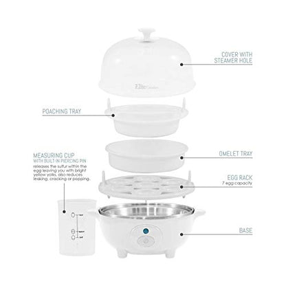 Elite Gourmet EGC-007 Rapid Egg Cooker, 7-Egg Poacher/Omelet Maker, White - color: White
