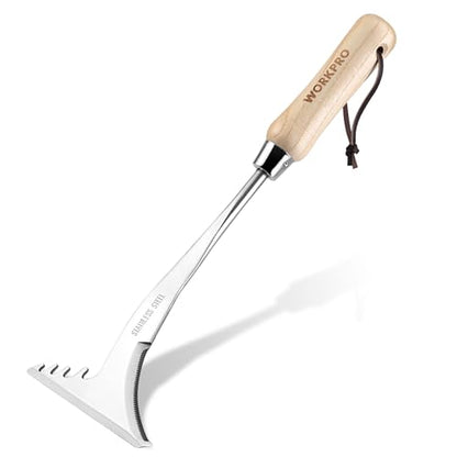 WORKPRO Crack Weeder, 13.5" Stainless Steel Weeding Tool, Wooden Handle