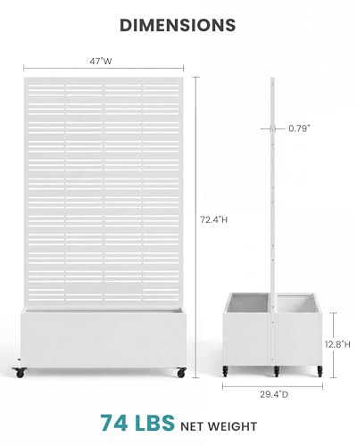 Louvered Privacy Planter Box with Trellis, Patio Balcony - White - color: Dual Planter Box - Matte White