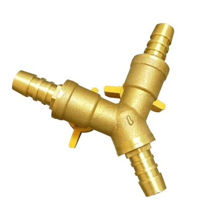 1/2" Hose Barb valve, Brass Y Shaped 3 Way Shut Off Ball Valve - size: 1/2 inch