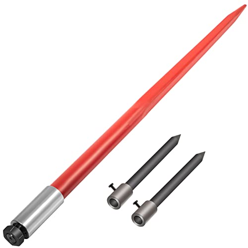 VEVOR Hay Spear 49" Bale Spear 3000 lbs Capacity, Bale Spike Quick Attach Square Hay Bale Spears,Bale Forks, Bale Hay Spike with 2 Stabilizer Spears - style: Hay Spear