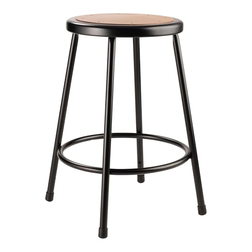 National Public Seating 24" High Heavy Duty Steel Stool, Black - color: Black, size: 24"