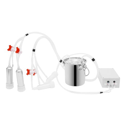 Goat Milking Machine, 3L Electric Automatic Pulsation Vacuum Milker for Cows and Goats, Portable Milking Equipment Goat Milker Machine with Stainless Steel Bucket for Household and Farm Use