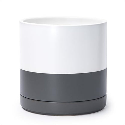 D'vine Dev 10 Inch Ceramic Planter Pot, White/Grey, 94-O-E-6 - color: White/Speckled Grey, size: Large