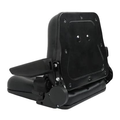 munirater Universal Fold Down Forklift Seat with Seatbelt Armrest and Slide Replacement for Excavator Skid Loader Backhoe Dozer Telehandler