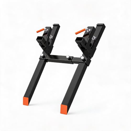PioneerWorks 43" Clamp-On Pallet Forks – 2,000 lb Capacity, Steel - size: 43in-2000 LBS
