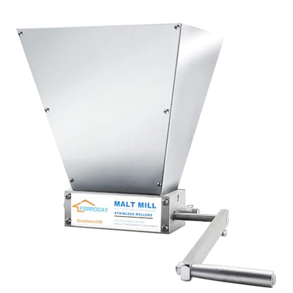 FERRODAY Malted Grain Mill for Grain Malt Barley, 2 Roller Stainless Steel - size: NO base plate